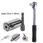 7-19mm Universal Socket Wrench with Drill Adapter+3/8" 39 Teeth 7.5-inch Ratchet Socket Wrench Spanner Tool